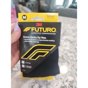 FUTURO Dress Socks For Men Firm Compression Medium Black 1 Pair